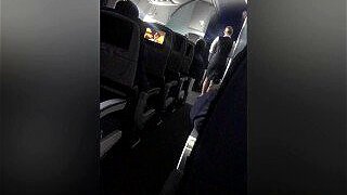 Wanking in the airplane toilet - Angel Long