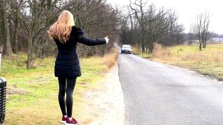 Hitchhiker Tiffany Tatum making out with the driver Amirah